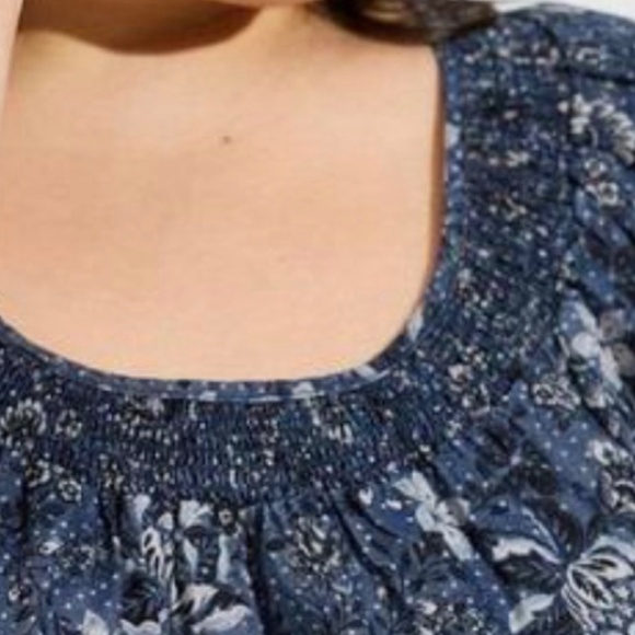 Torrid Chambray Pockets Puff Sleeve Smocked Floral Blue Mini Skater Dress 3X - Picture 10 of 11